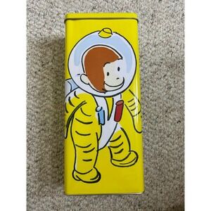 Vintage 1998 Curious George Astronaut Tin Yellow Space Monkey Collectible 11in